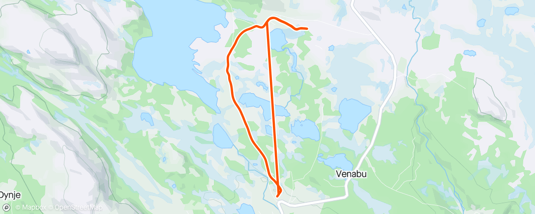 Map of the activity, Oppvarming på ski før løpetur