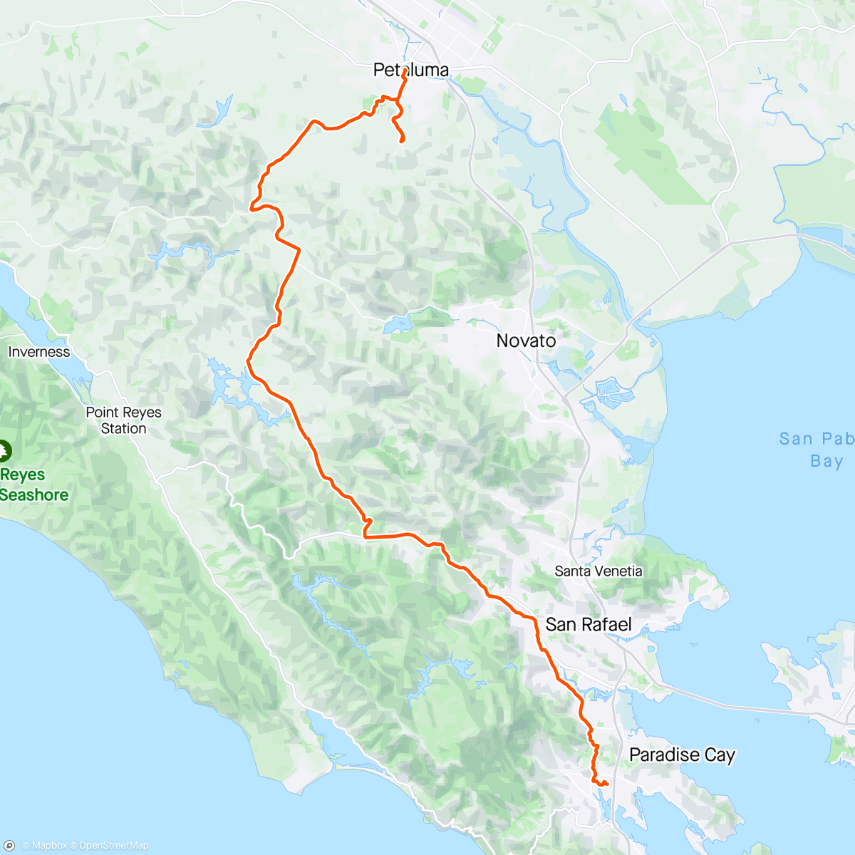Map of the activity, To the green hills of Sonoma with VertBro SMART train home