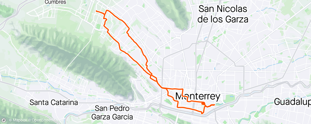 Map of the activity, Vuelta ciclista nocturna