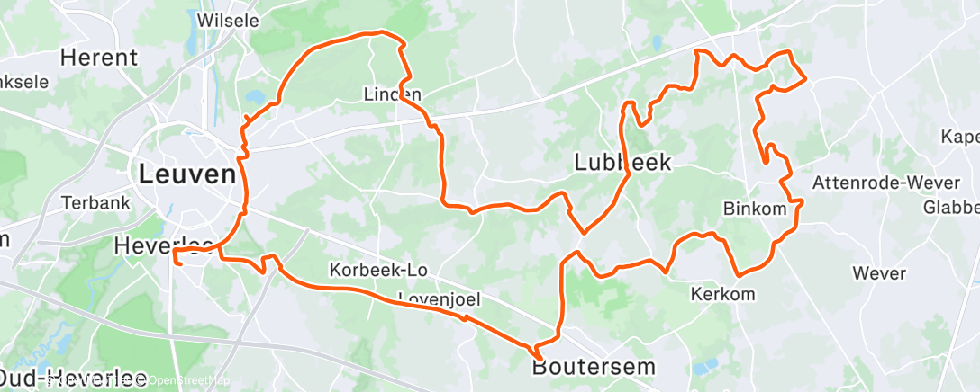 Map of the activity, 56k Hageland kiddy loop with the Van Hamz