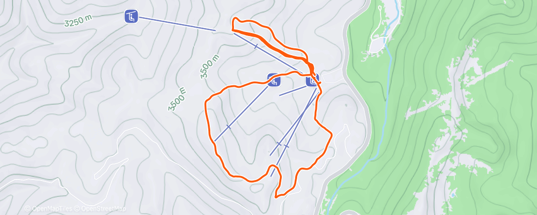 Map of the activity, AM uphill laps: Day 10 ⛷️🏔️🙌