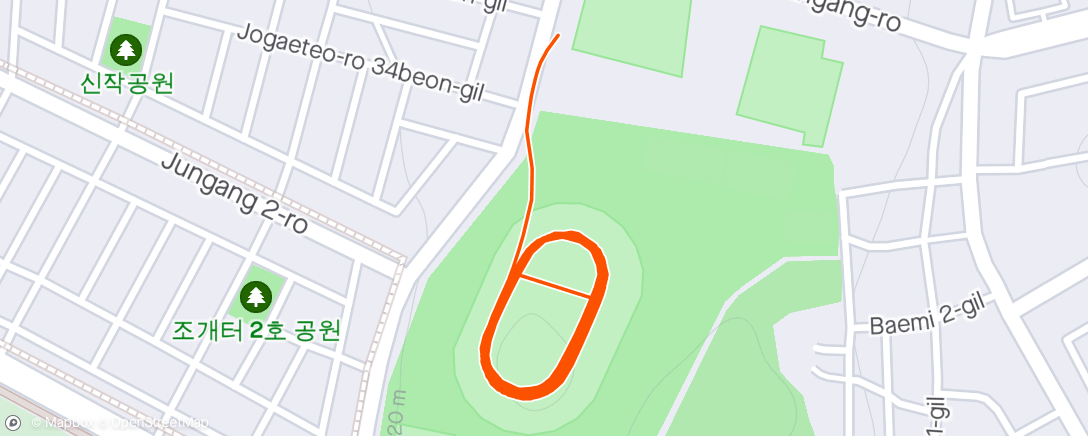 Map of the activity, 5k Tempo with 평택철인클럽