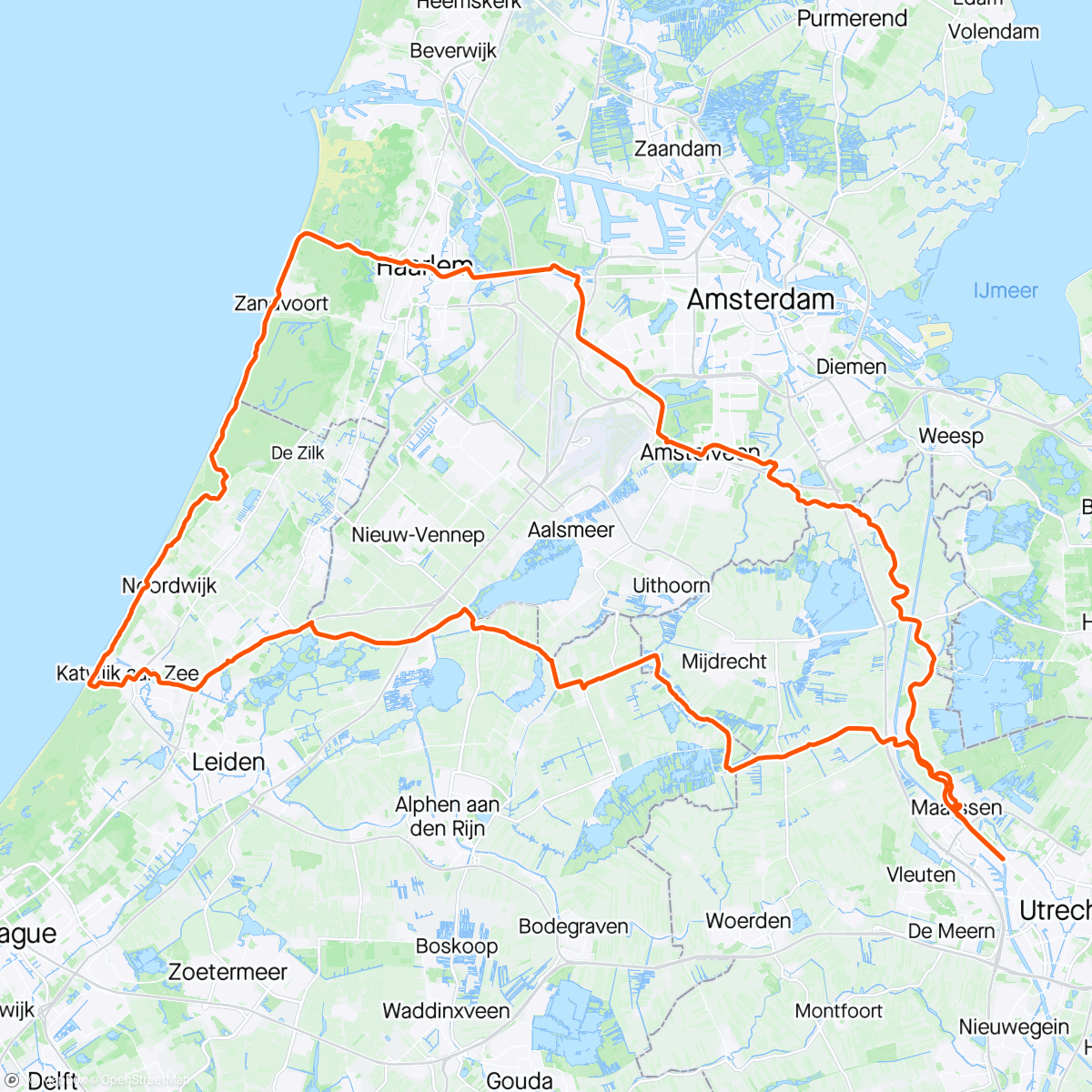Mapa de la actividad (Zandvoort - Noordwijk - Katwijk)