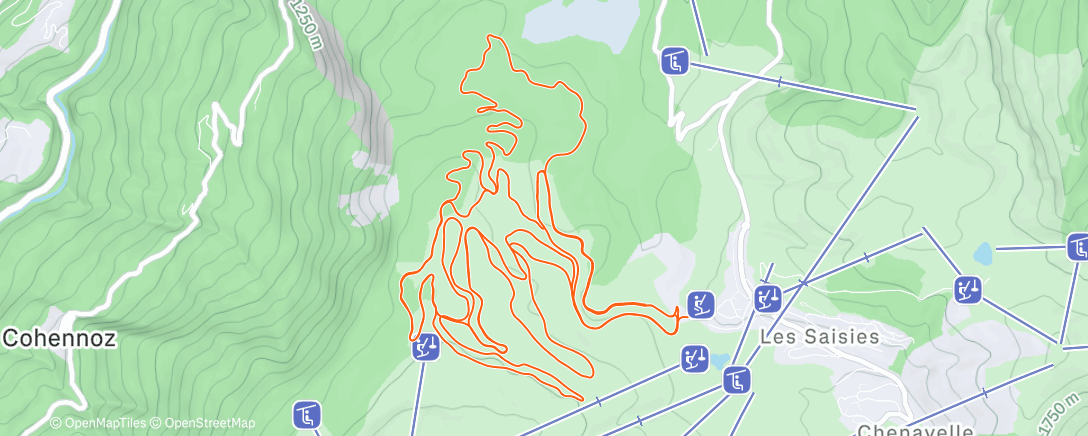 Map of the activity, Ski nordique le matin