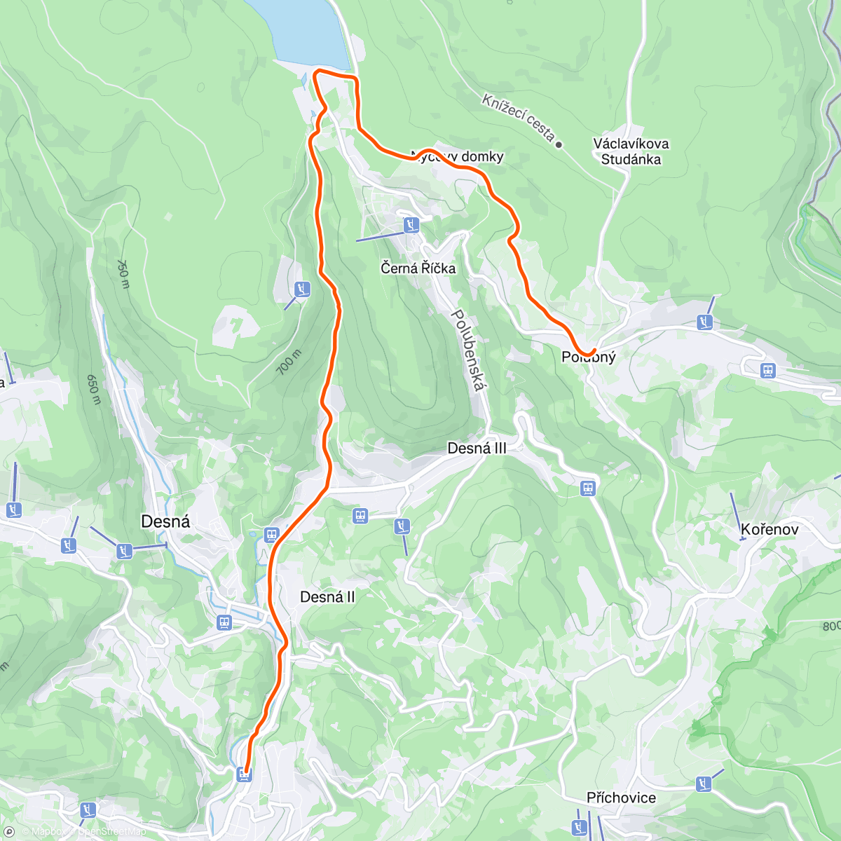 Map of the activity, Morning Downhill