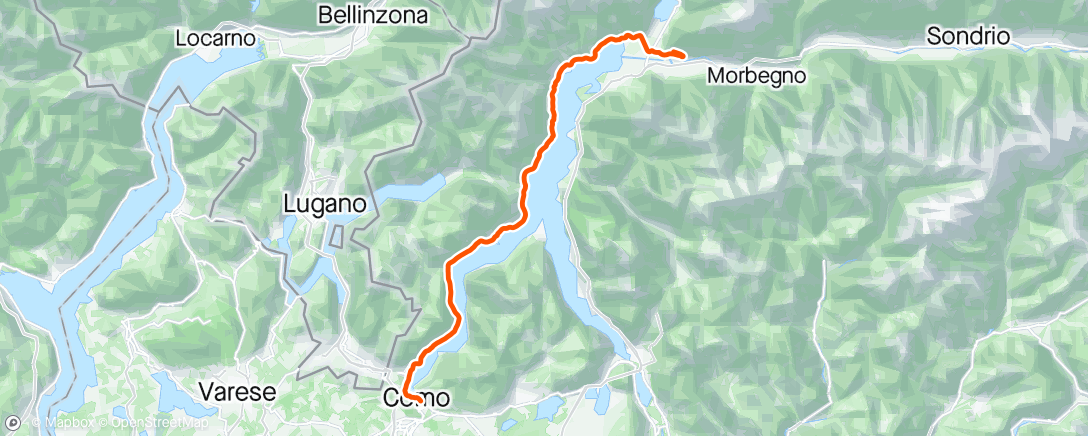 「Lake Como Tour stage 2: Como to Dubino」活動的地圖
