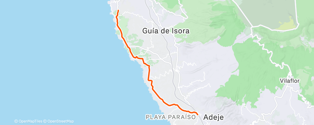 Карта физической активности (ROUVY - Los Gigantes | Tenerife)