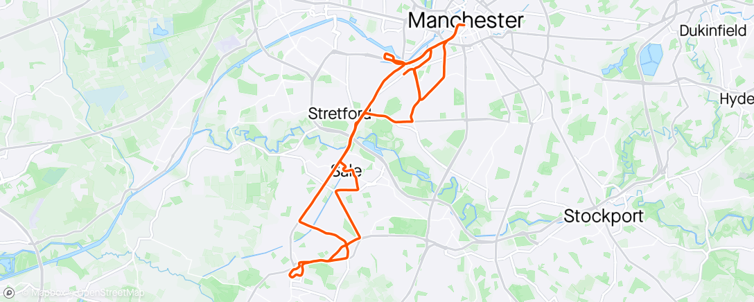 Map of the activity, Manchester marathon - 3:25:34