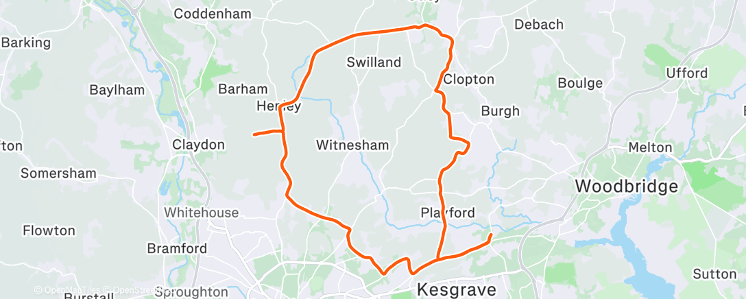 Map of the activity, Lunch Ride