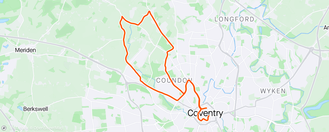 Map of the activity, Coventry half marathon