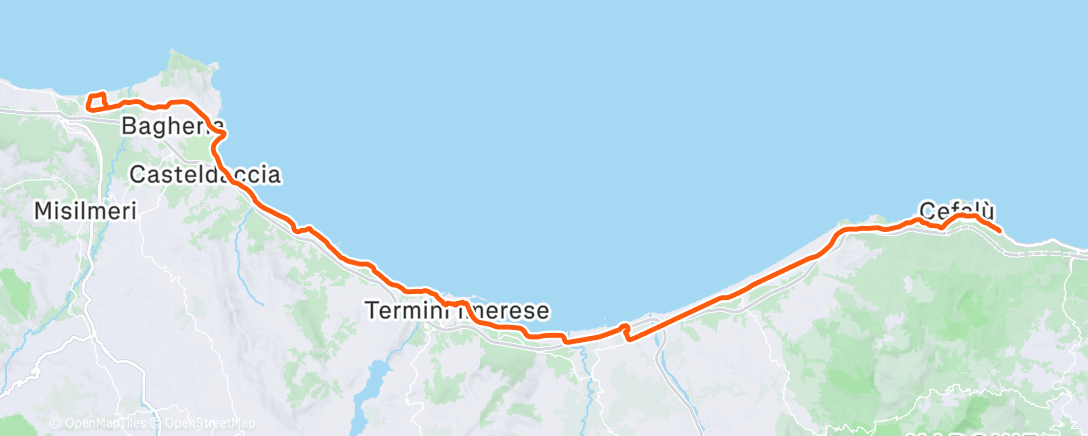 Map of the activity, Pedalata mattutina