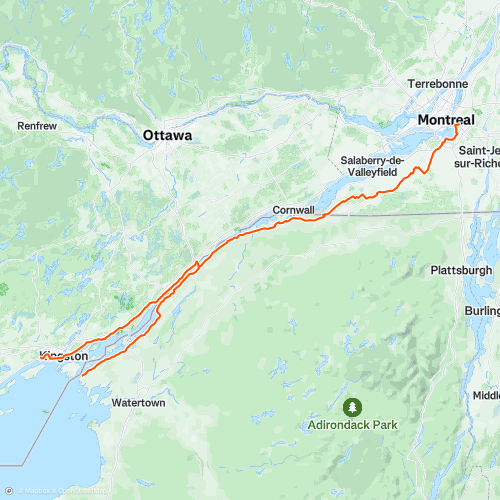HuntingdonWolfe Island Amherstview 552.4 km Road Cycling Route on