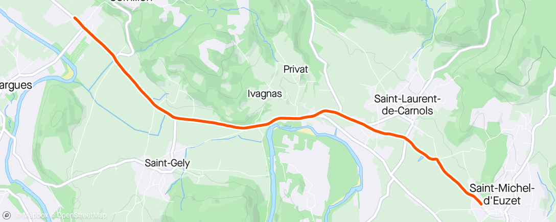 Map of the activity, Velotaf aller