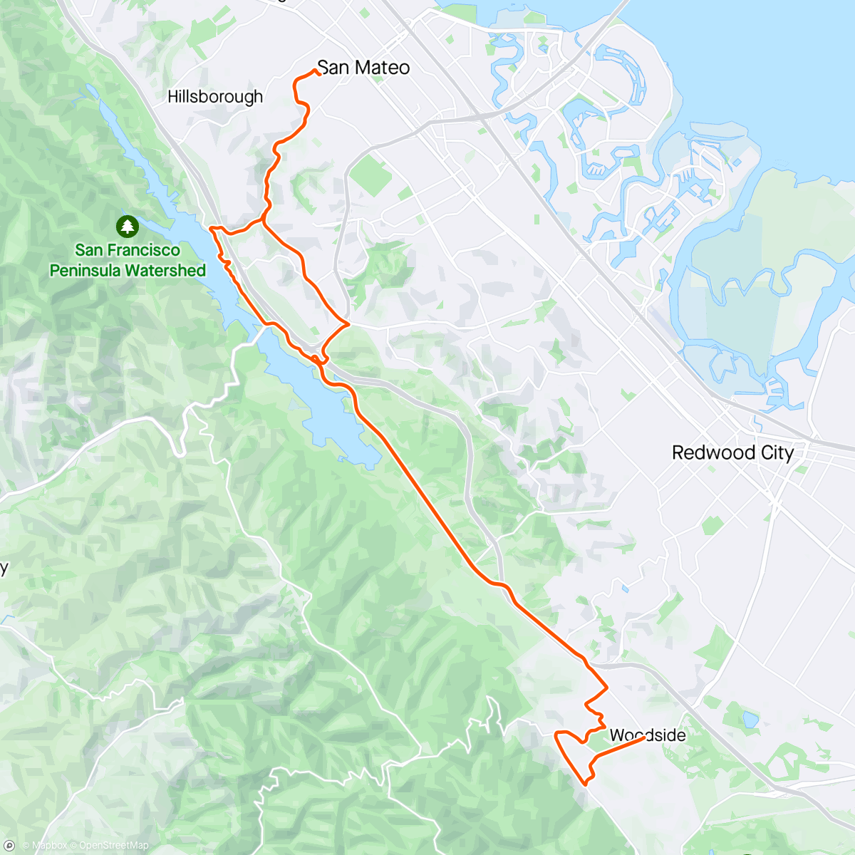 Map of the activity, Woodside loop with Beaver
