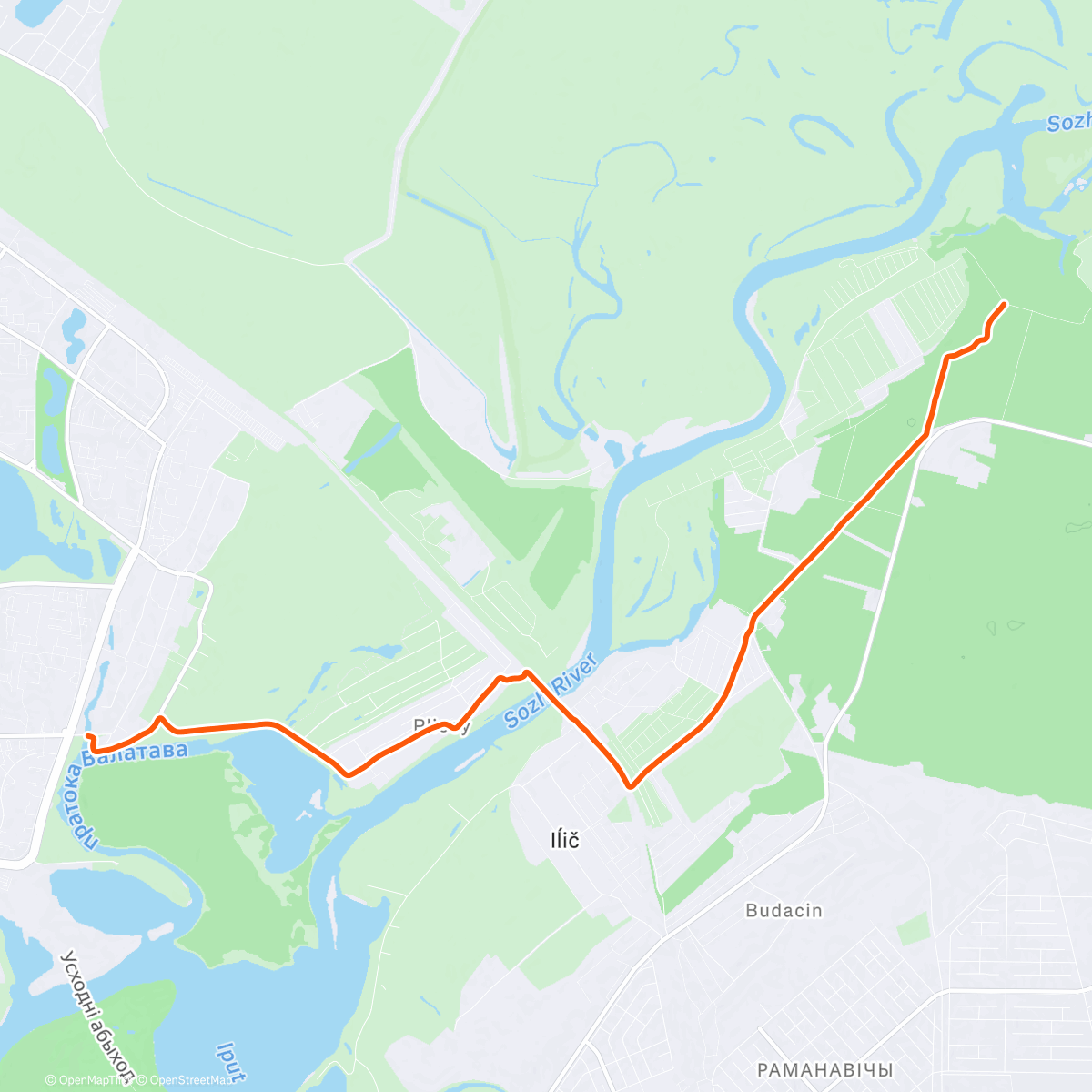 Map of the activity, Утренний забег