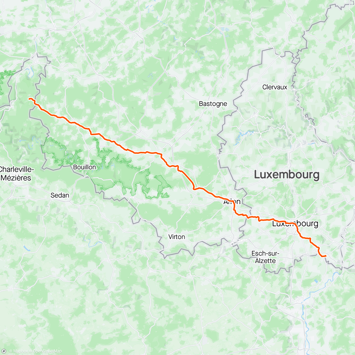 Map of the activity, Kos to London stage 12: Mondorf les bains to Hargnies