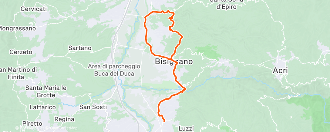 Map of the activity, Pedalata pomeridiana