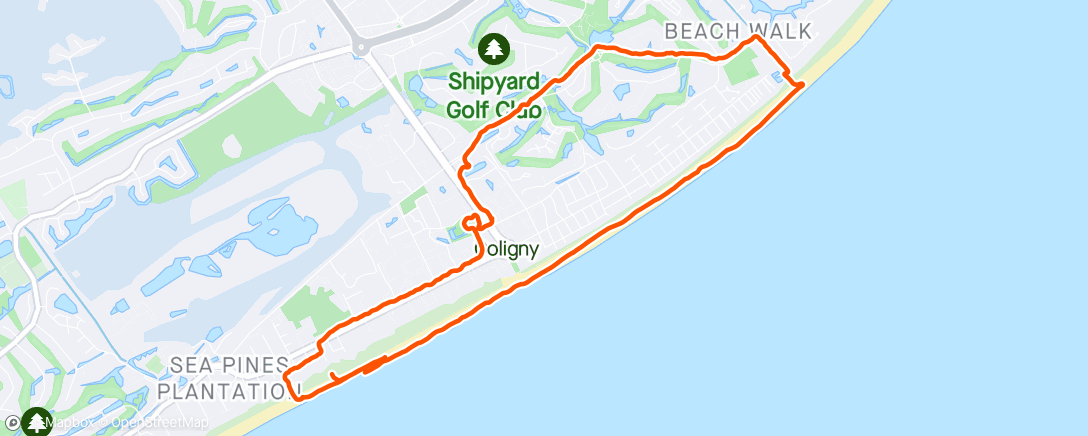 Map of the activity, Beach Ride to sushi and back