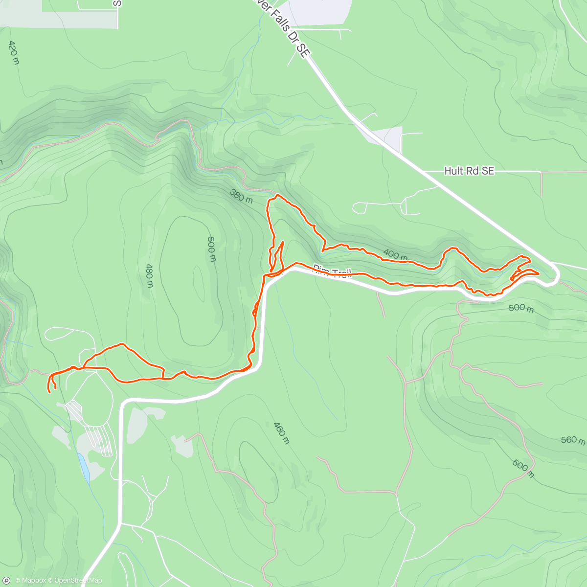 Map of the activity, Slippery falls