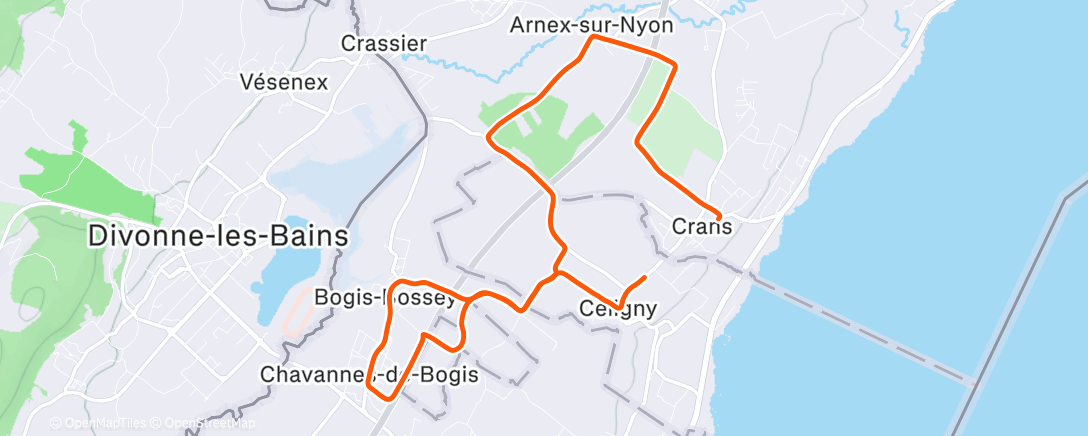 Map of the activity, Course à pied le matin