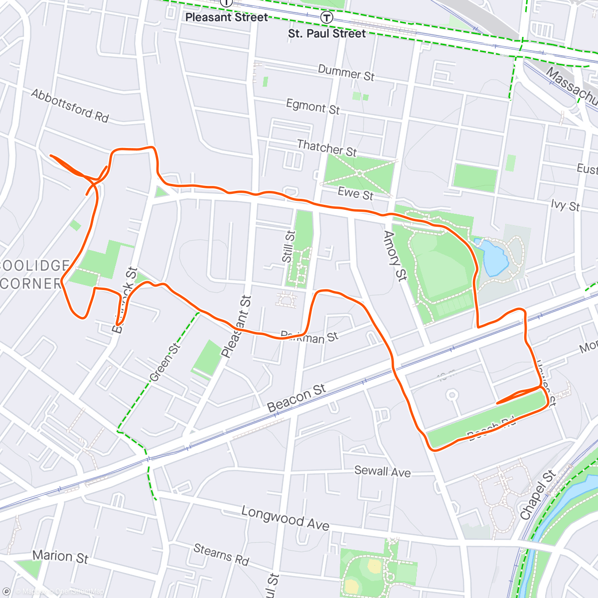 Map of the activity, Boston shake out run