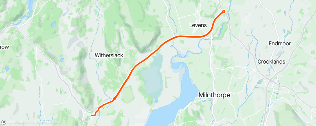 Map of the activity, VTTA (North Lancs & Lakes) 25mile on Levens. 4th fastest time. Bloody freezing 🥶