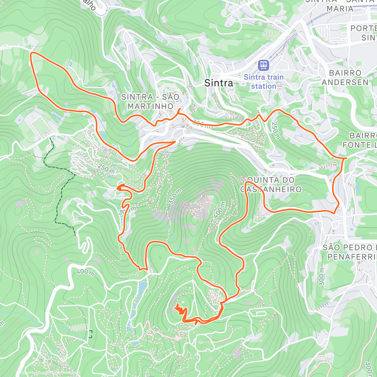 Map of the activity, Sintra meio trail meio ver as luzes de Natal