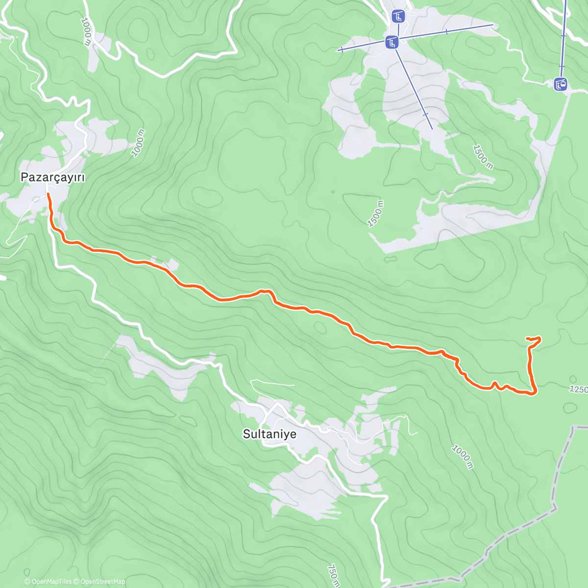 Карта физической активности (Pazarçayır - Altıoluk yaylası)