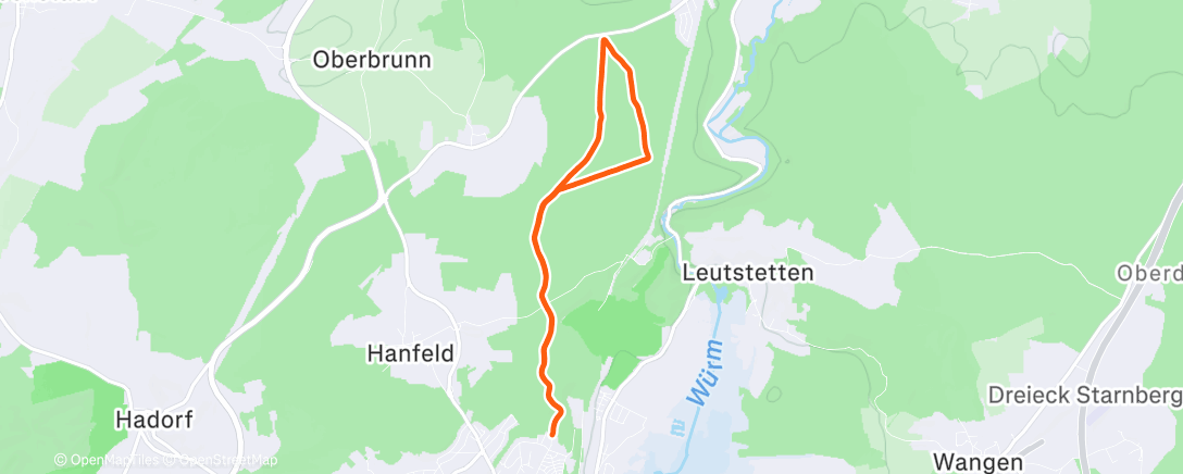 Map of the activity, Afternoon Run