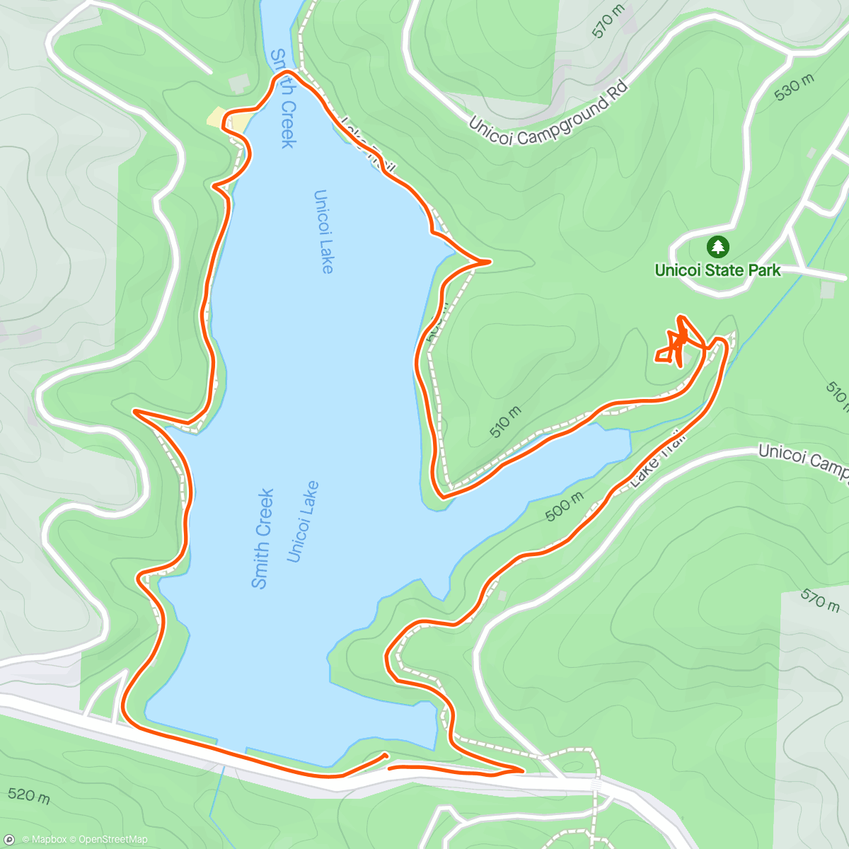 Map of the activity, Unicoi State Park - Lake Trail