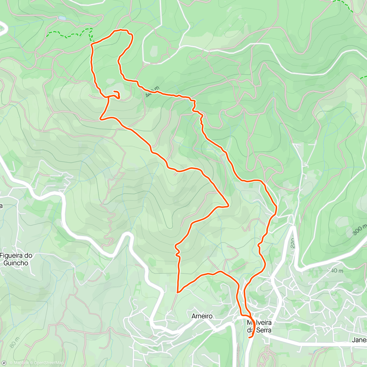 Map of the activity, Malveira-Peninha 8k loop