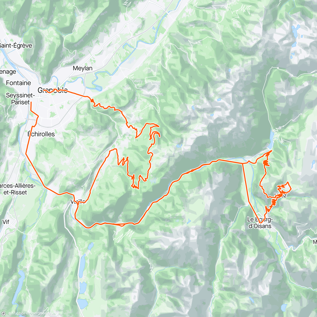 Map of the activity, alpe d’huez + chamrousse