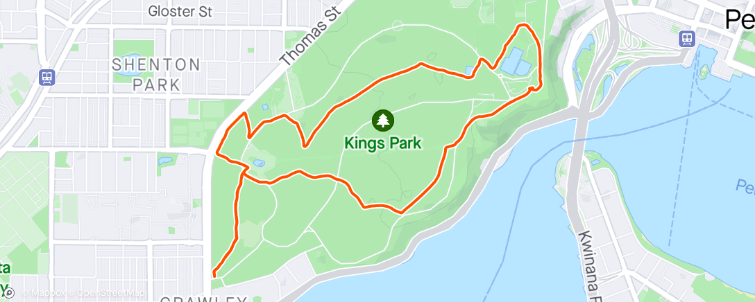Map of the activity, Kings Park social Trail Run
