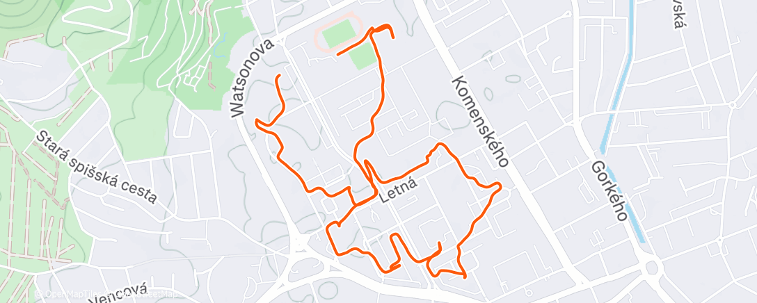 Map of the activity, Afternoon Run