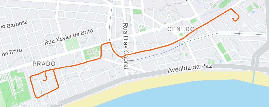 Map of the activity, "Não quero saber, vai ser o treino de Terça"