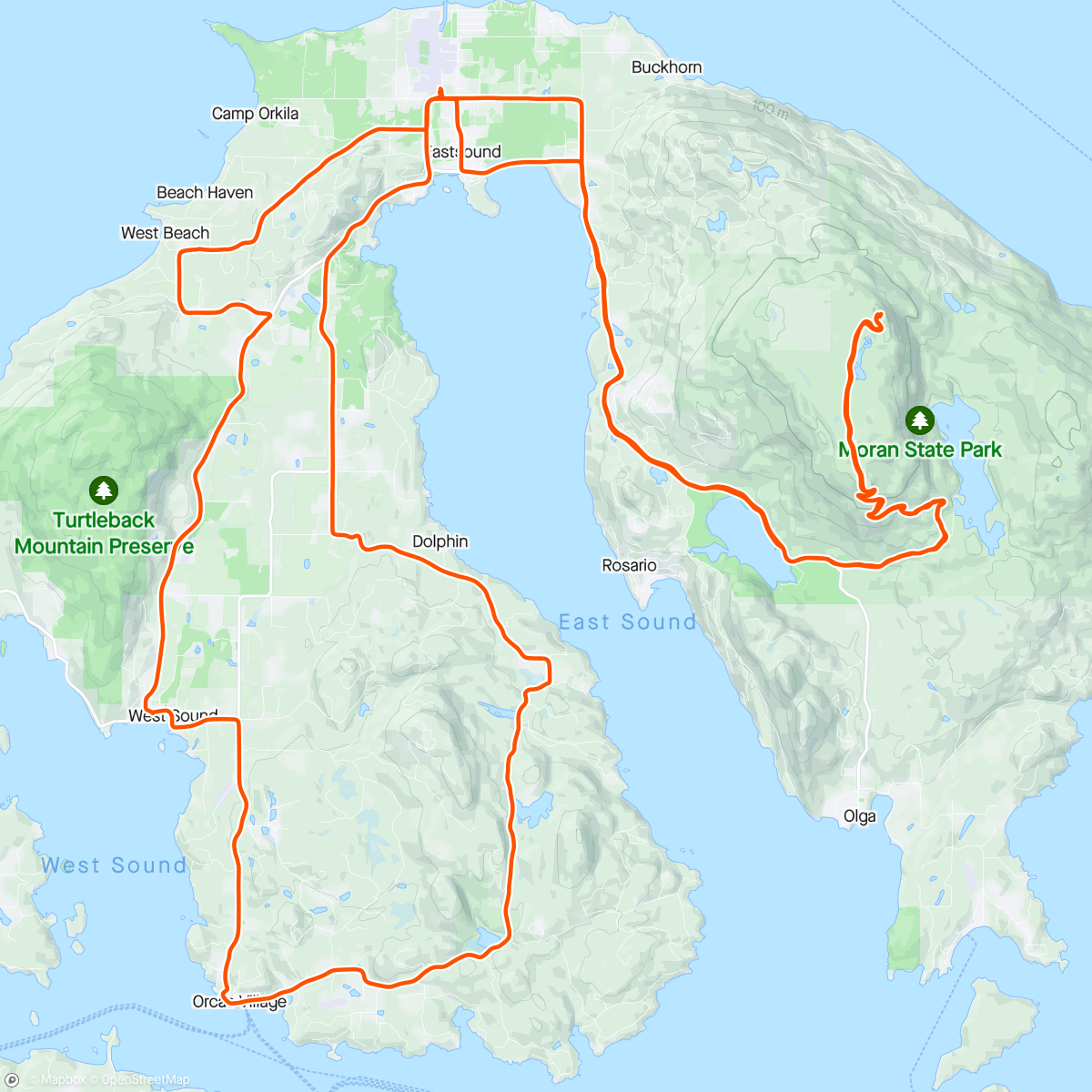 Map of the activity, Fly-n-ride Mt. Constitution