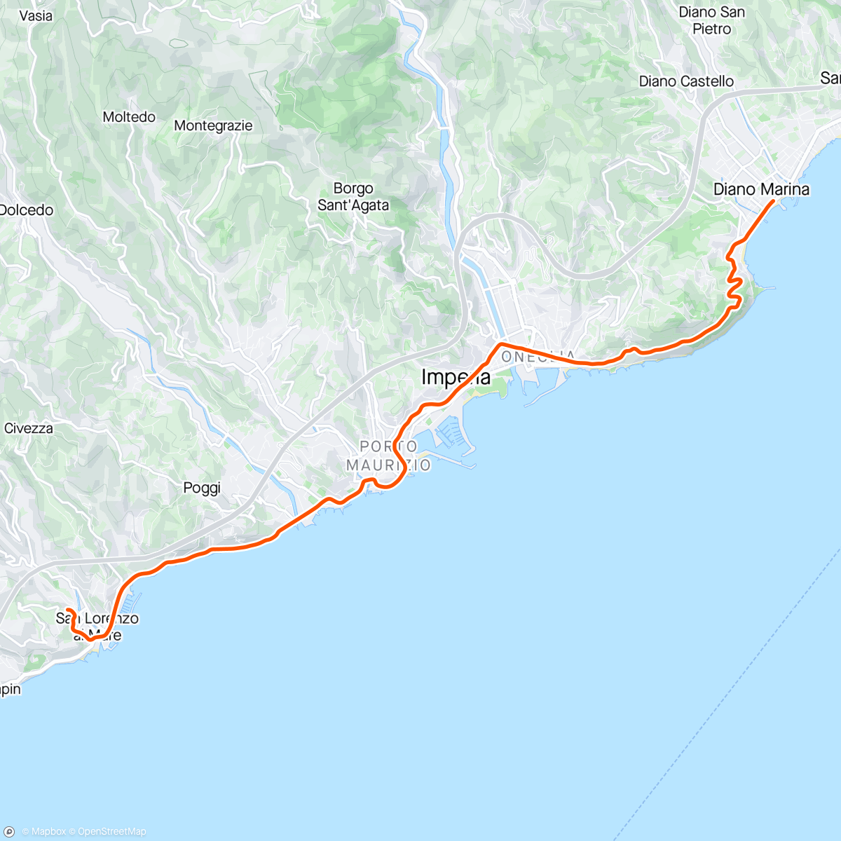 Map of the activity, ROUVY - Diano Marina to Pantai | Italy