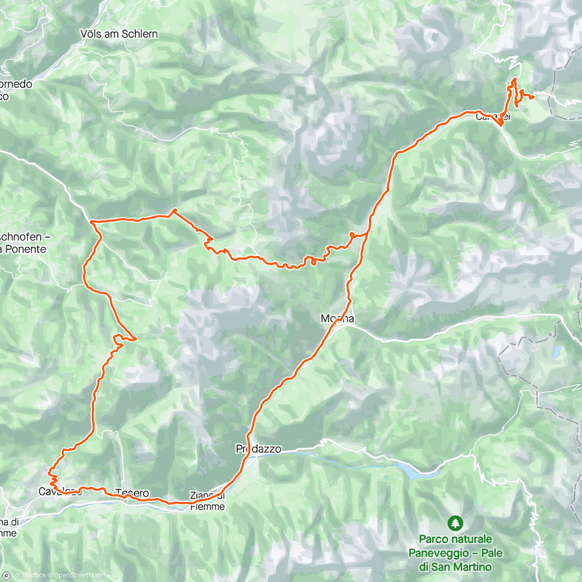 Map of the activity, Passo Costalunga/ Lavazé / Pordoi
