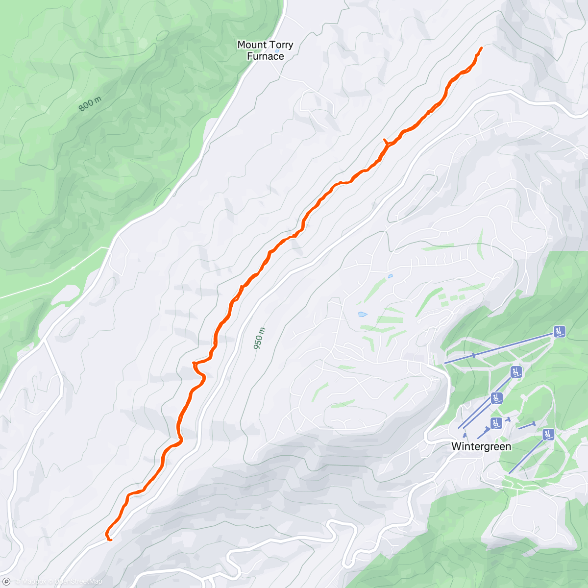 Map of the activity, AT from Three Ridges overlook to Cedar Cliffs