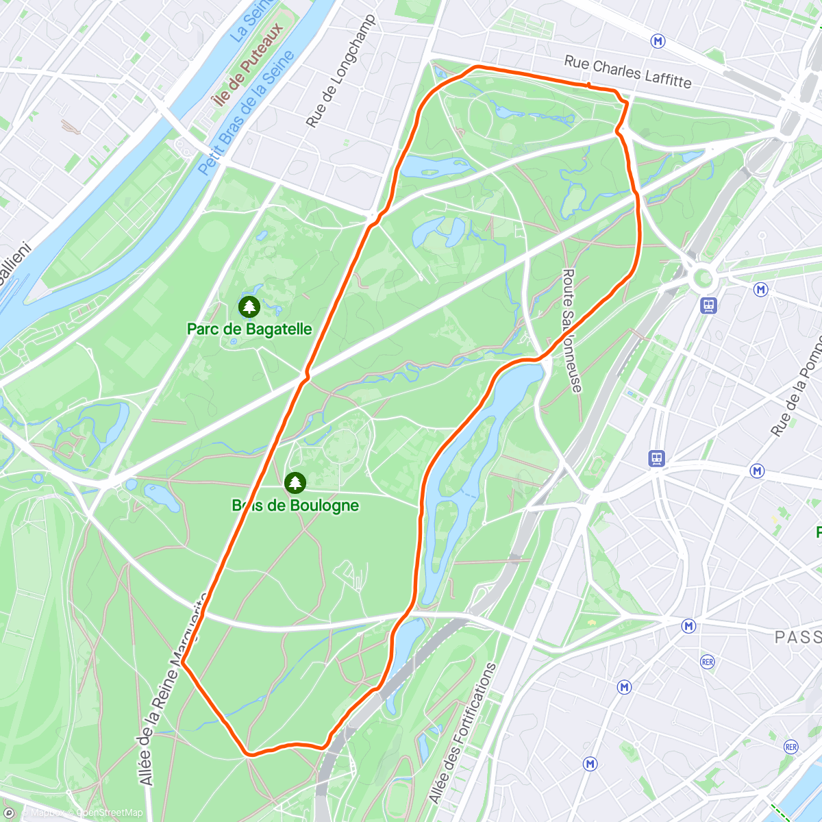 Karte der Aktivität „Blablarun - Bois de Boulogne 🏃”