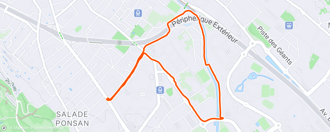 Map of the activity, Course à pied le midi