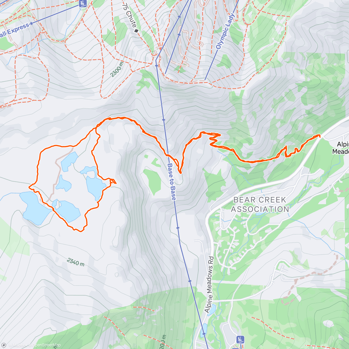 Map of the activity, Five Lakes with friends