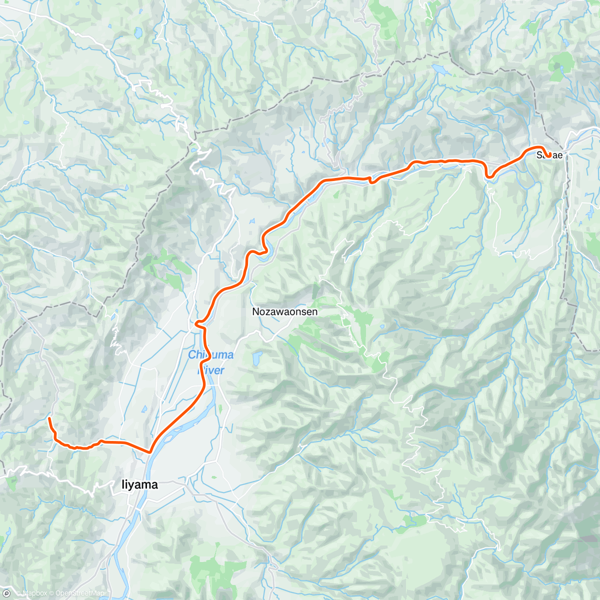 Map of the activity, 信越トレイル Sec３～７戻りライド 森宮野原駅 → 涌井