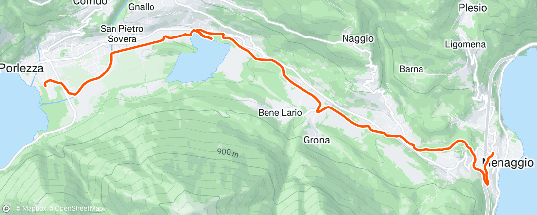 Map of the activity, Ciclopedonale Lago Como
