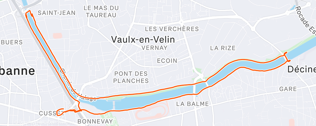 Map of the activity, Course à pied le midi