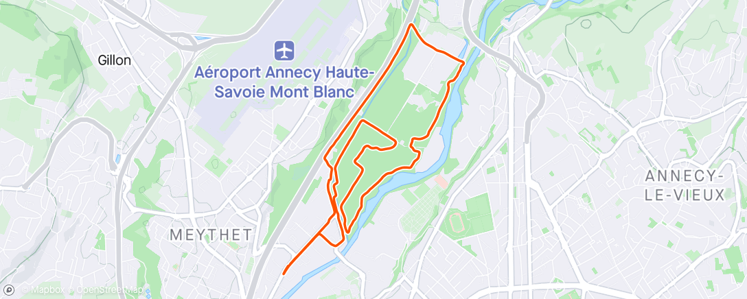 Map of the activity, 2 x 10 (30’/30’) puis 1km