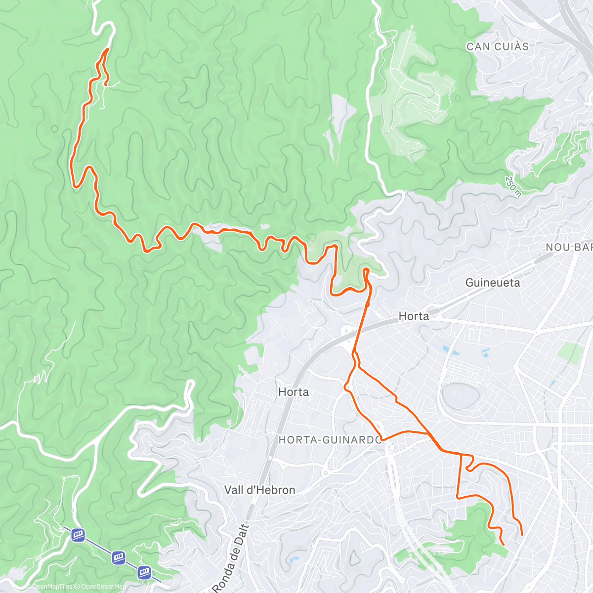 Map of the activity, Collserola 24k 🚲🚲🐓🐗🐗⛔