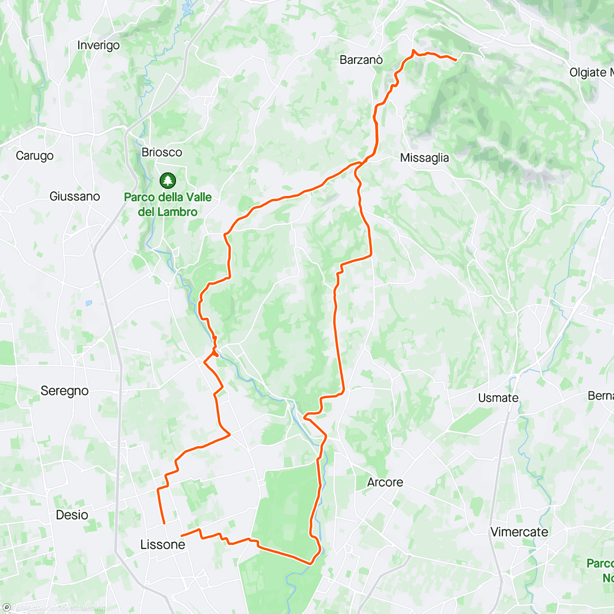 Karte der Aktivität „Montesiro - Monticello - Sirtori - Lissolo con Fil”