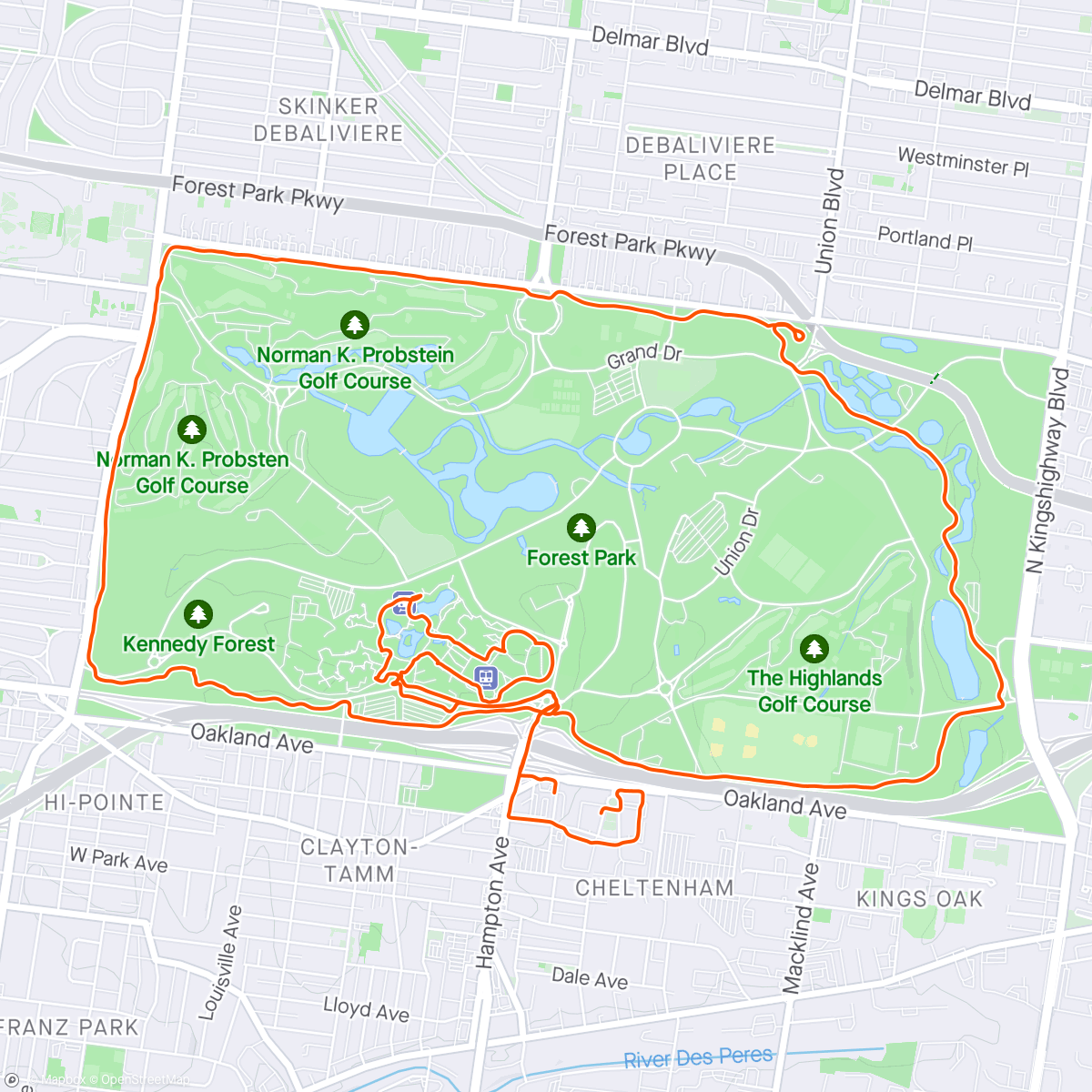Map of the activity, Forest Park Loop & St. Louis Zoo