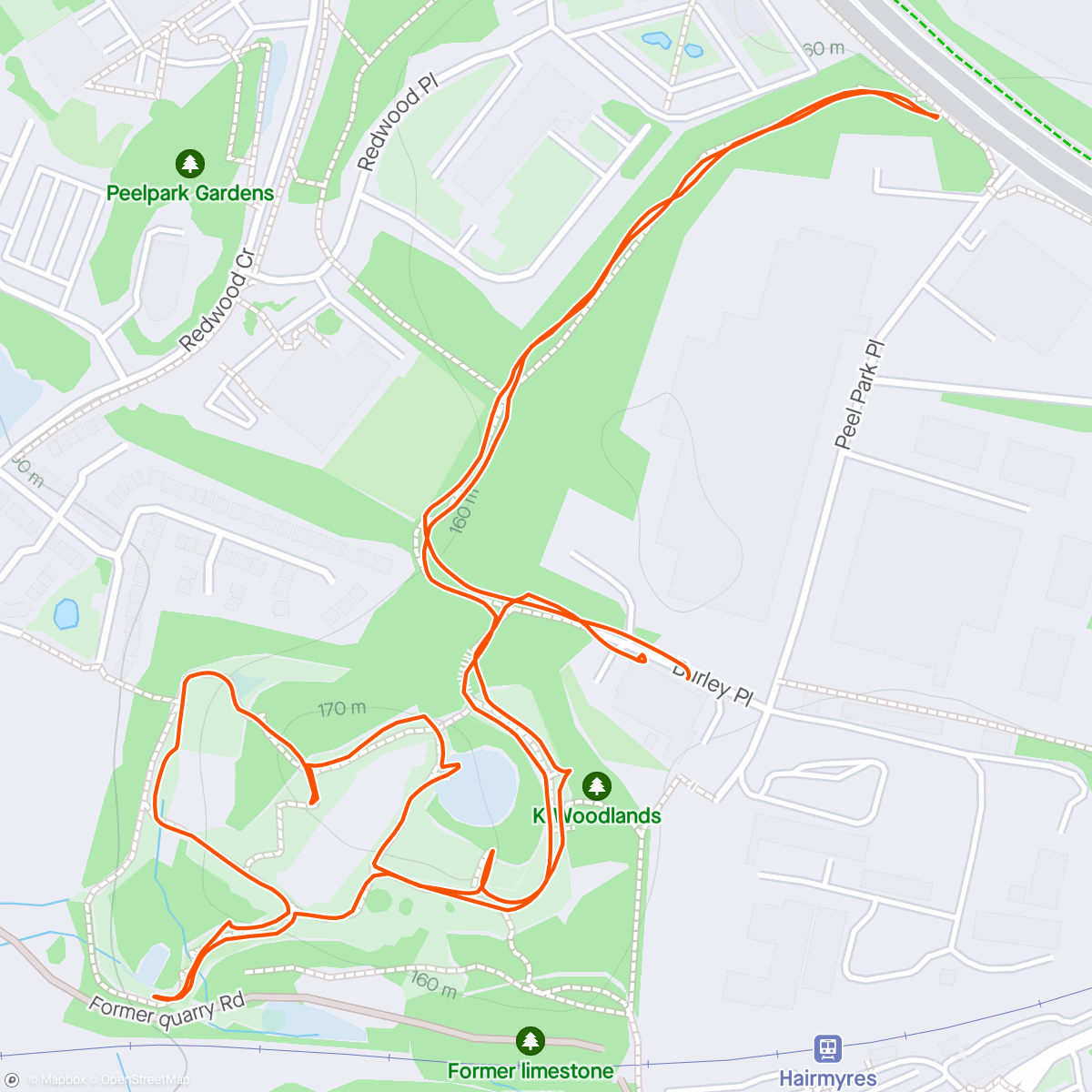 Map of the activity, K- Woodlands walk.